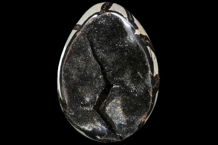 Septarian Dragon Egg Geode - Black Crystals #88499
